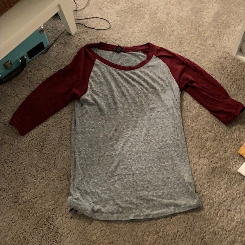 Grey long sleeve baseball tee